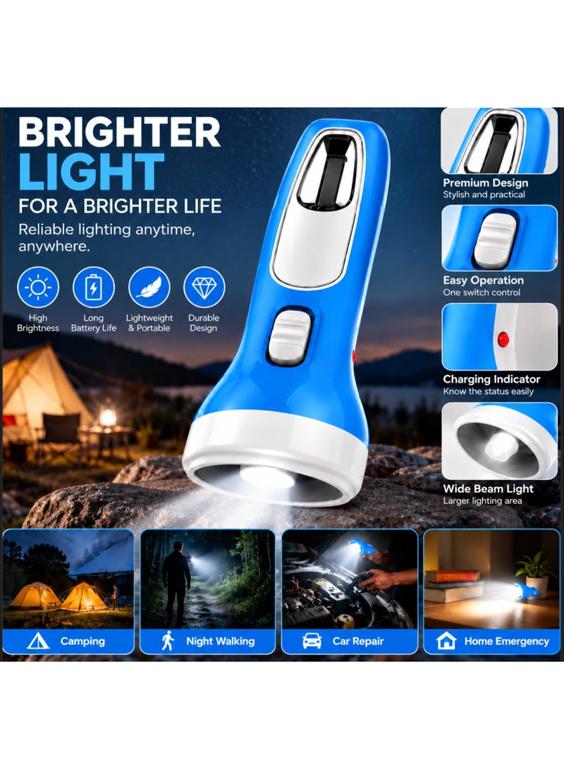 Portable Rechargeable LED Flashlight with Attached Charging Adapter Lightweight Handheld Emergency Light - Image 4