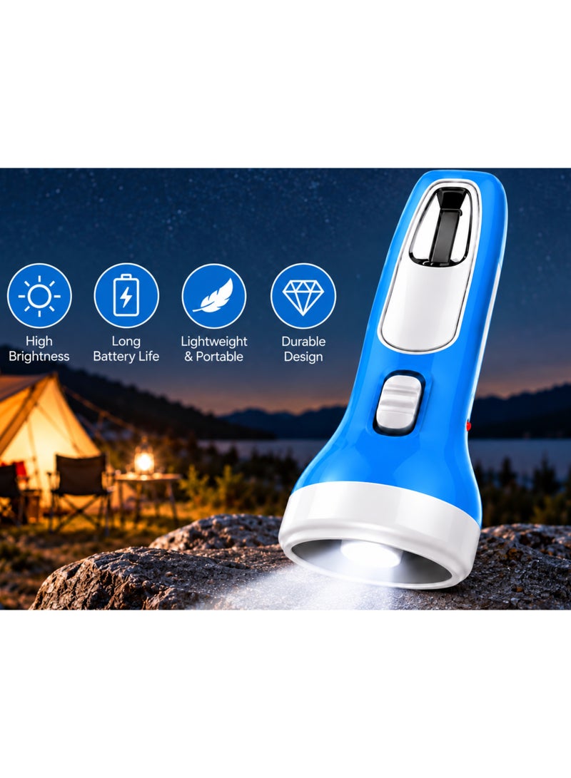 Portable Rechargeable LED Flashlight with Attached Charging Adapter Lightweight Handheld Emergency Light - Image 1