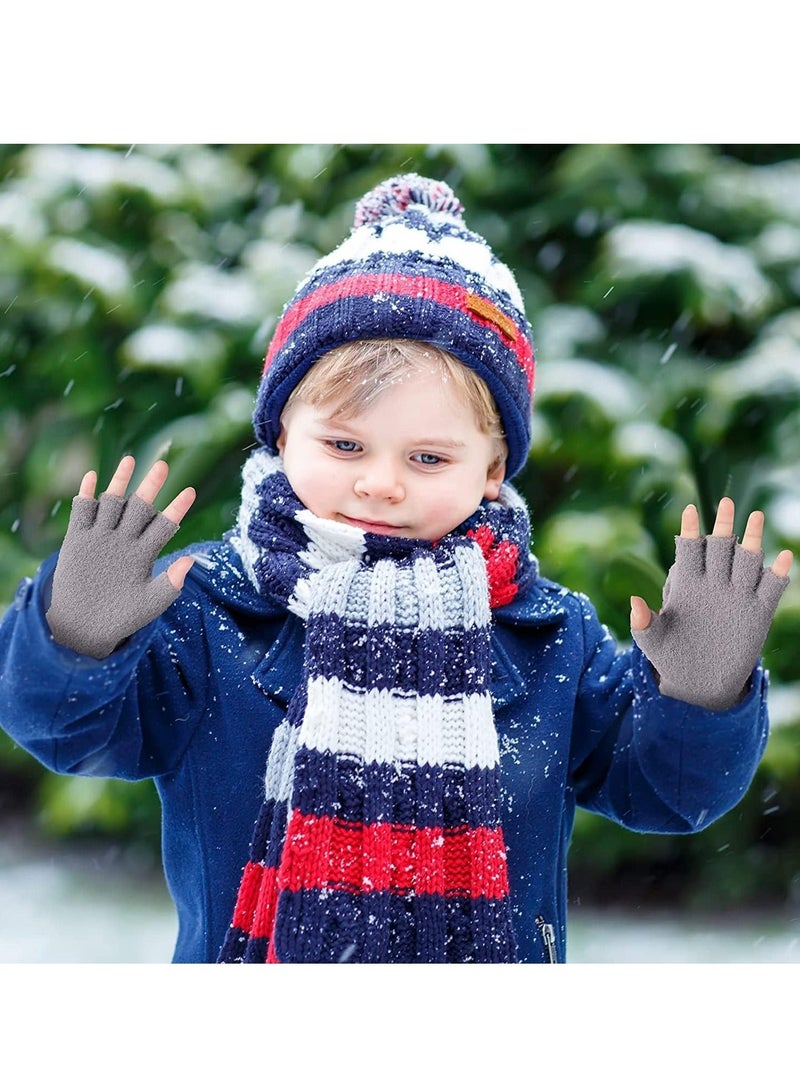 Generic 3 Pairs Kids Fingerless Gloves Convertible Flip Top Gloves Winter Warm Knit Half Finger Mitten for Kids Boy Girls 510 Years - Image 4