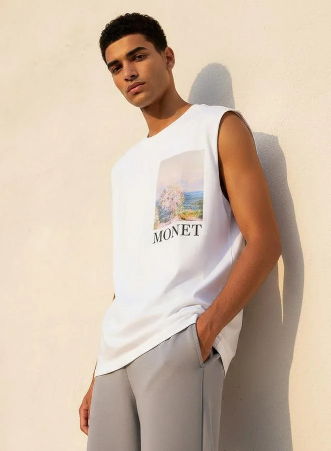 اس بي كاركترز Claude Monet Men Regular Fit Crew Neck Sleeveless T shirt