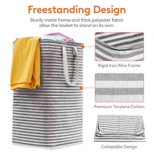 Lifewit 2 Pack Laundry Hamper Large Collapsible Laundry Baskets, Freestanding Waterproof Clothes Hamper with Easy Carry Handles in Laundry Room Bedroom Bathroom College Dorm for Adults, Black, 2 x 80L - Image 2