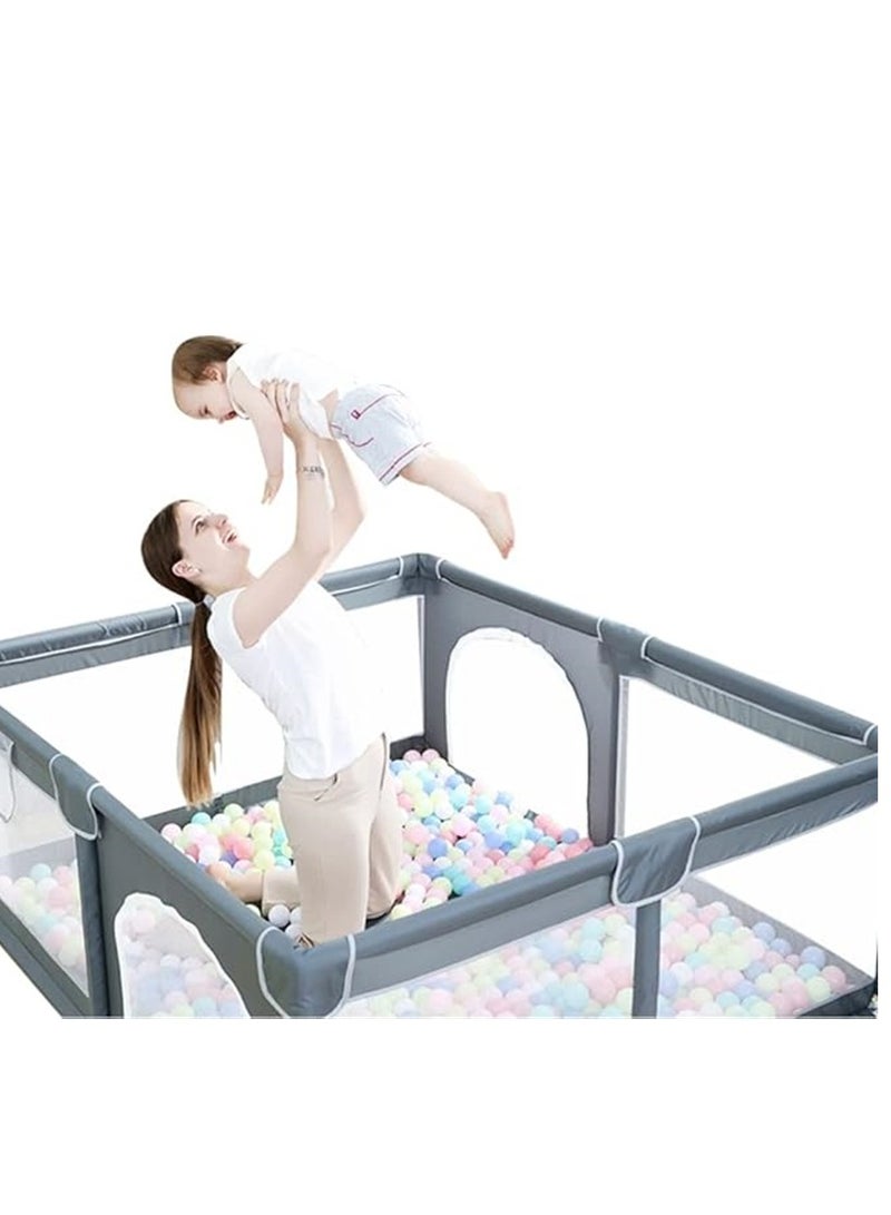 Baby Playpen, Safe Playpen for Babies and Toddlers, Extra Large Baby Playard with Gate, Baby Safe Activity Center, Baby Bumper Foam Playpen wih Breathable Mesh (Grey 127*127cm) - Image 3