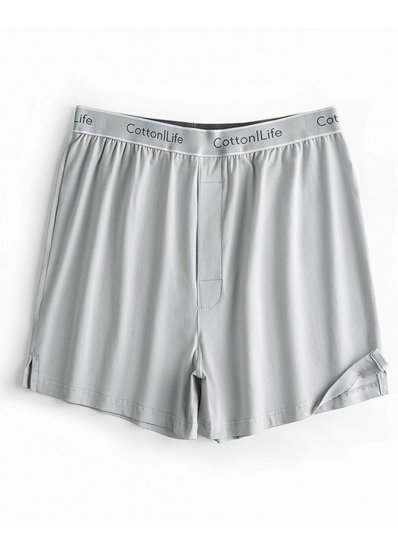 Loquat Men's Loose Boxer Briefs Lounge Shorts For Men Classic Relaxed Casual Pyjama Shorts Light Grey 