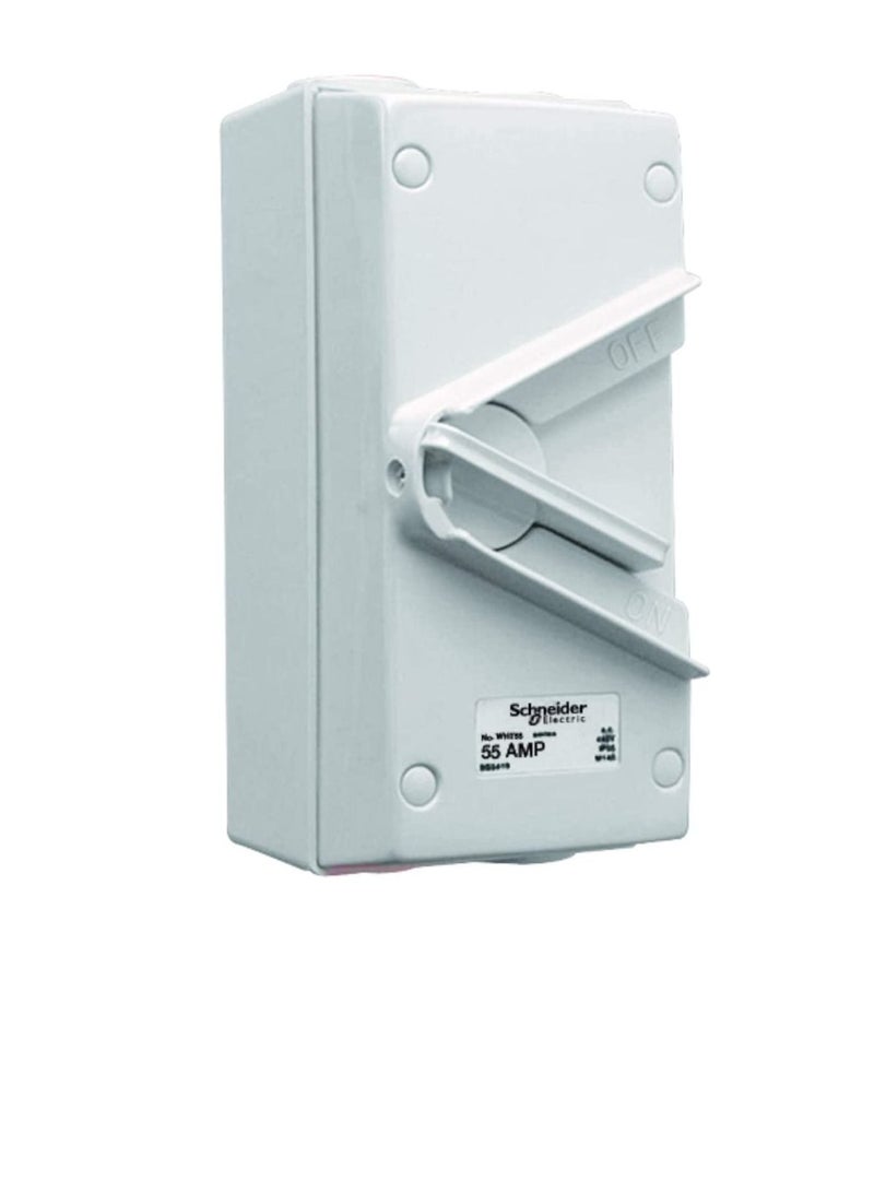 Schneider Electric 55A 440V Surface Mount Triple Pole Isolating Switch IP66 weatherproof - Image 1