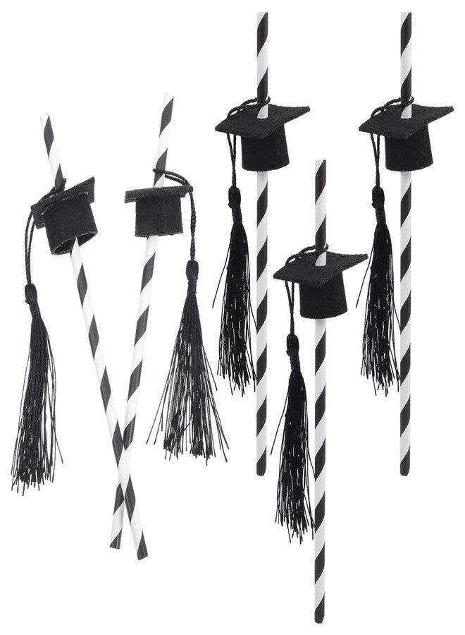 PRETYZOOM Graduation Drinking Straws with Doctor S Hat Decoration 12-Pack Long Cocktail Straws for Graduation Party 2025 Festive Grad Cap Drinking Straws for Juices and Shakes - Image 1