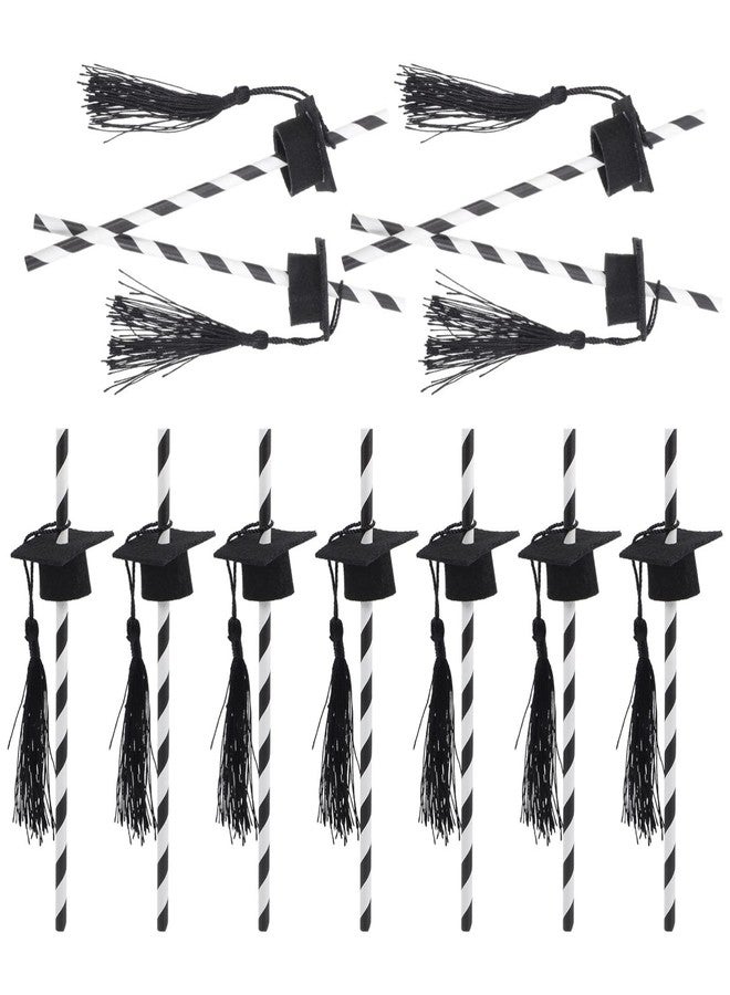 PRETYZOOM Graduation Drinking Straws with Doctor S Hat Decoration 12-Pack Long Cocktail Straws for Graduation Party 2025 Festive Grad Cap Drinking Straws for Juices and Shakes - Image 3