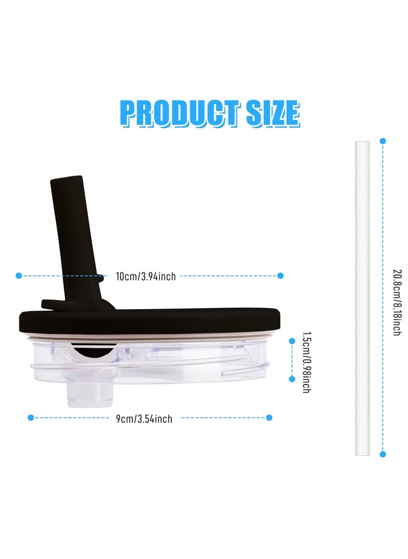 Generic - 2 Pack 40 oz Tumbler Flip Straw Lid Replacement fit for Stanley Quencher, Spill Proof Splash Resistant Tumbler Lids,Reusable Tumbler Cover for Stanley Cup (black) - Image 1