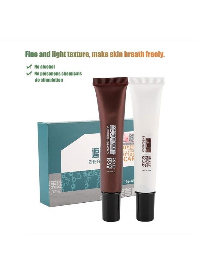 Sonew - Scar Tattoo Concealer, Vitiligo Hiding Spots Birthmarks, Makeup Cover Cream Set, Waterproof Makeup Set for Spots Tattoo Scar Cover Up - Image 1