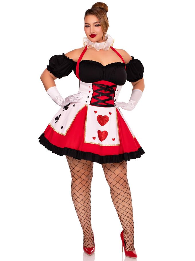 Leg Avenue 2 Piece Pretty Playing Card Dress And Neckpiece Set-Sexy Queen Of Hearts Costume For Women, Red/Black, Small/Medium - Image 2