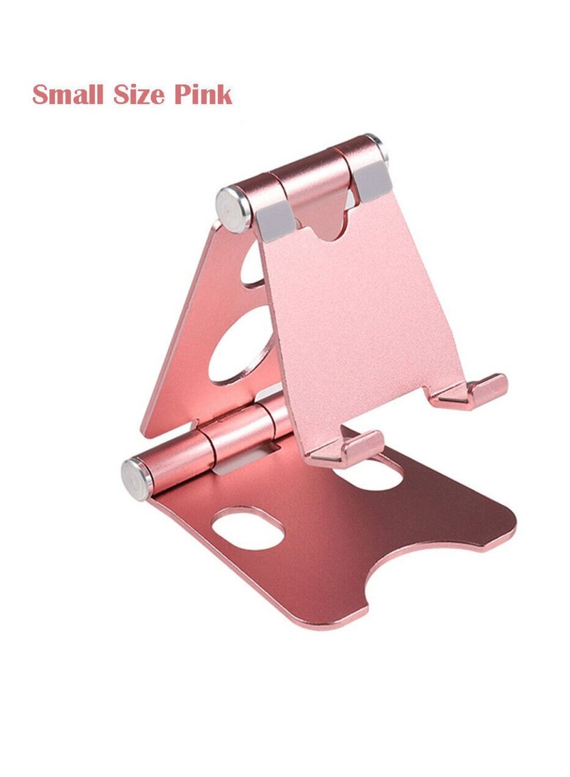 Digi Core حامل هاتف خلوي محمول من سبائك الألومنيوم قابل للطي معدني لسطح المكتب وحامل لوحي للهاتف المحمول وردي