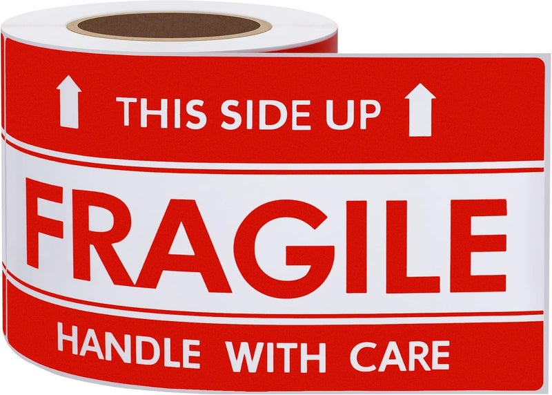 Hybsk This Side Up Fragile Stickers 3x5 inch - 100 Adhesive Labels for Shipping and Packing - Image 2