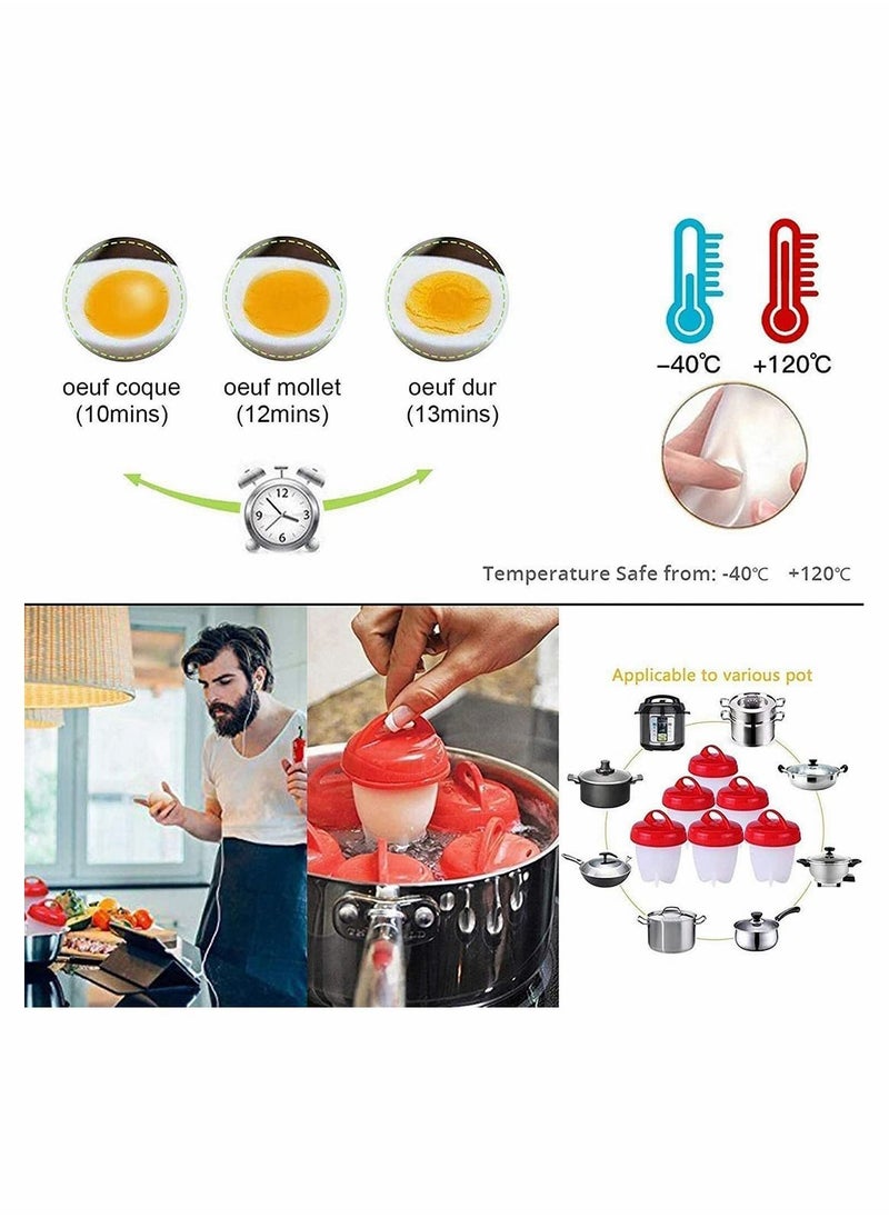Y&D - Silicone Egg Cooker Pack of 6 Boiled Maker, Hard and Soft Make, No Shell, Non Stick Silicone, BPA Free, Boiler, Cups, Poachers, - Image 1