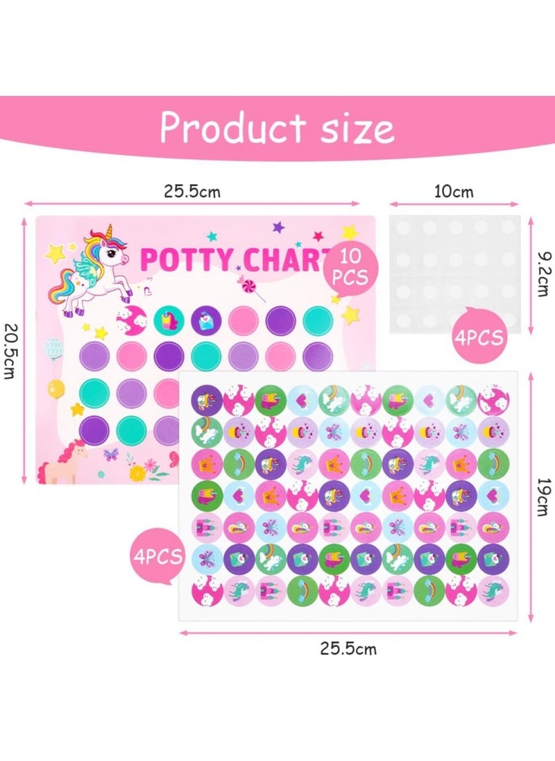 Potty Training Reward Chart, 10pcs Potty Training Chart for Toddlers, Dinosaur Potty Chart with Stickers Toilet Training Reward Chart Develop Toileting Habit (Unicorn)