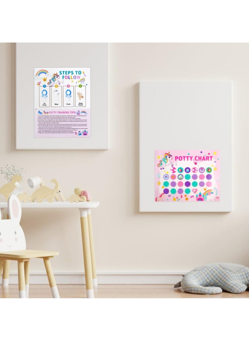 Potty Training Reward Chart, 10pcs Potty Training Chart for Toddlers, Dinosaur Potty Chart with Stickers Toilet Training Reward Chart Develop Toileting Habit (Unicorn)