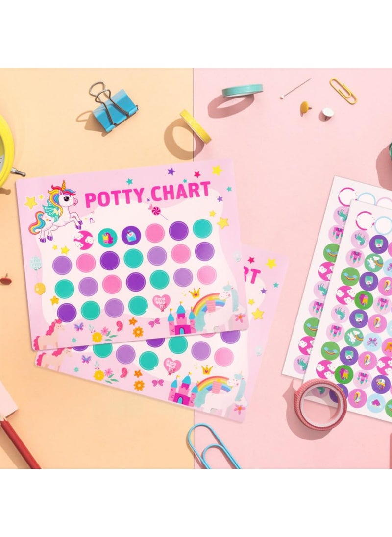 Potty Training Reward Chart, 10pcs Potty Training Chart for Toddlers, Dinosaur Potty Chart with Stickers Toilet Training Reward Chart Develop Toileting Habit (Unicorn)
