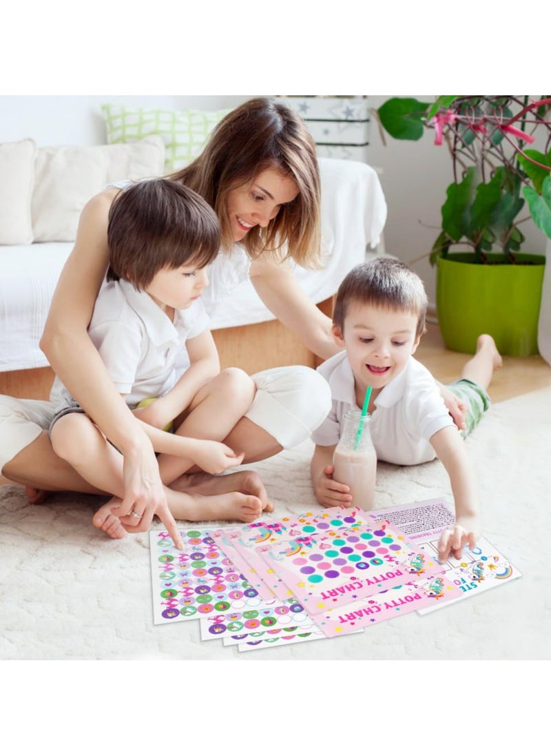 Potty Training Reward Chart, 10pcs Potty Training Chart for Toddlers, Dinosaur Potty Chart with Stickers Toilet Training Reward Chart Develop Toileting Habit (Unicorn)
