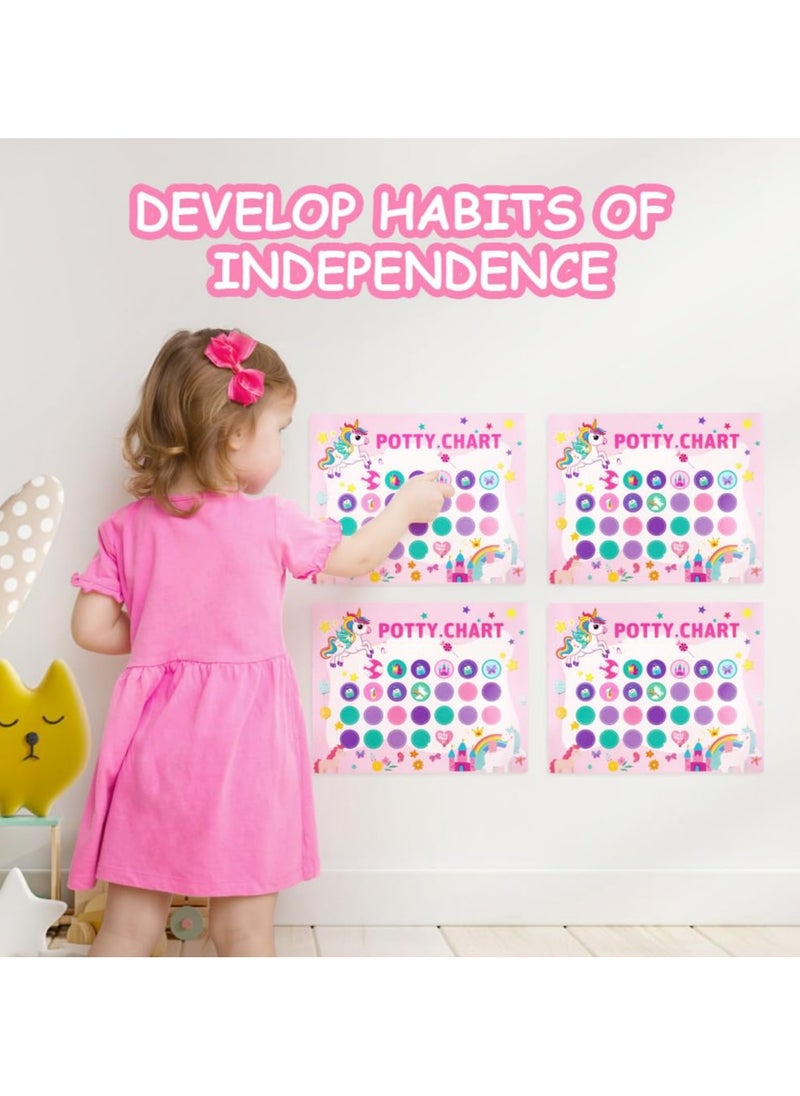 Potty Training Reward Chart, 10pcs Potty Training Chart for Toddlers, Dinosaur Potty Chart with Stickers Toilet Training Reward Chart Develop Toileting Habit (Unicorn)