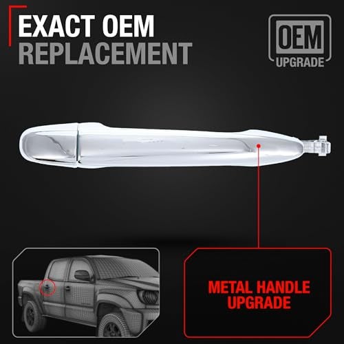 T1A Exterior Rear DriverPassenger Door Handle Upgraded Metal Compatible with 0515 Toyota Tacoma 0509 4Runner 0711 Camry 0309 Lexus GX470 All Chrome OEM 6921058010 6921135080 6922730070 - Image 3
