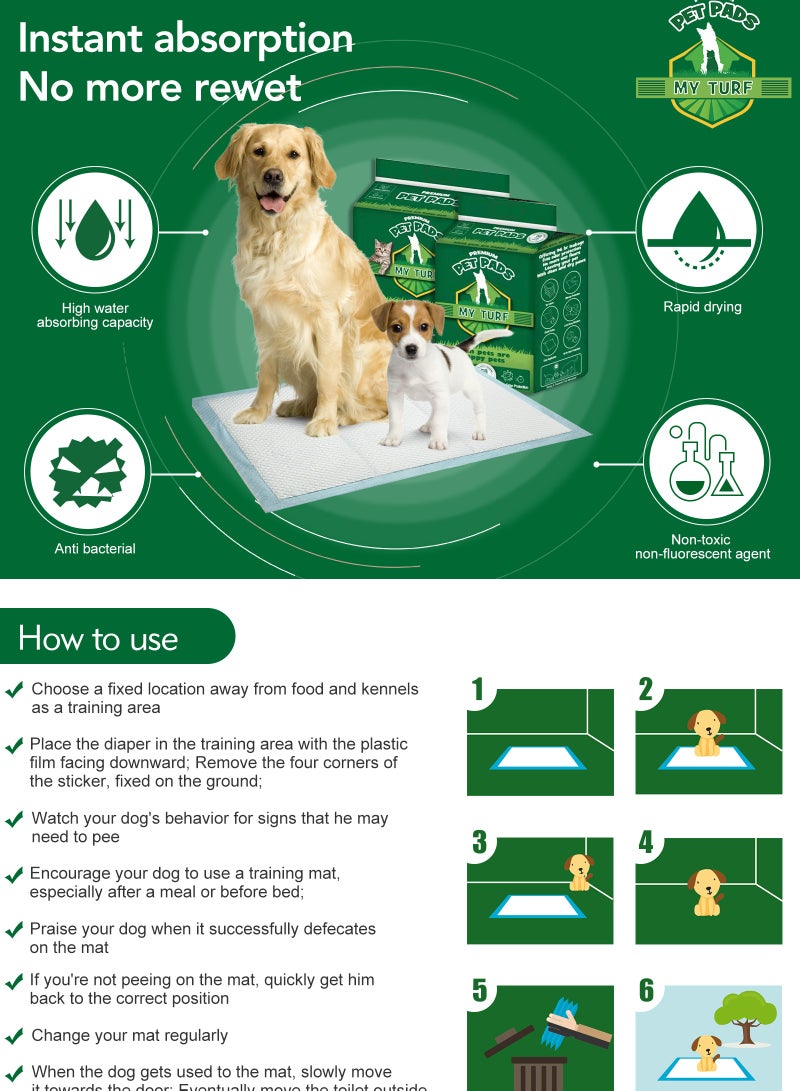 MY TURF Puppy Ultra Absorbent Training Pads For Dogs 60CM X 60CM Large Size (30 Pads) With 6 Layer Safety, Dog Training Pads, Dog Pee Pads, Large Puppy Pads, Puppy Toilet Training, White - Image 4