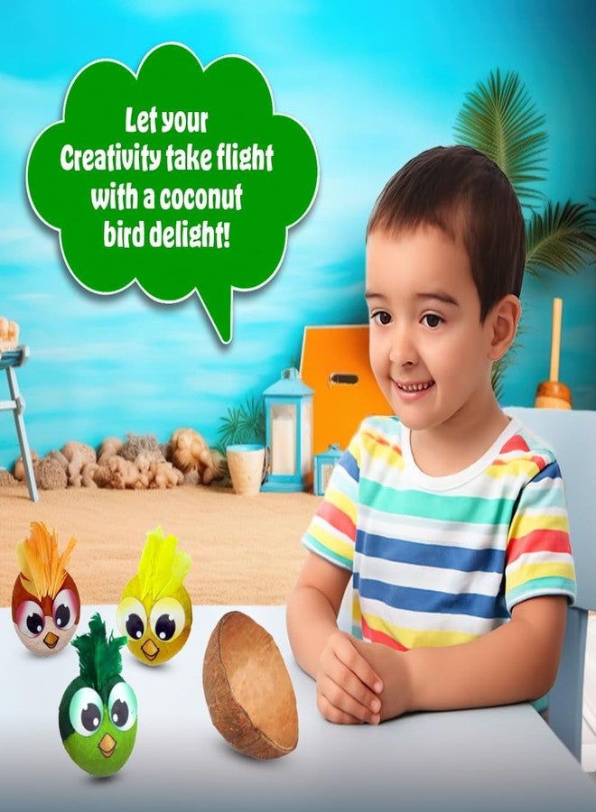 KREEDA- Coconut Shells Art & Craft Kit, CocoAngry Birds DIY Creative Activity, Coconut Shell Painting, Gifts for Girls & Boys Ages 6, 7, 8, 9, 10, 11, 12 - Image 5