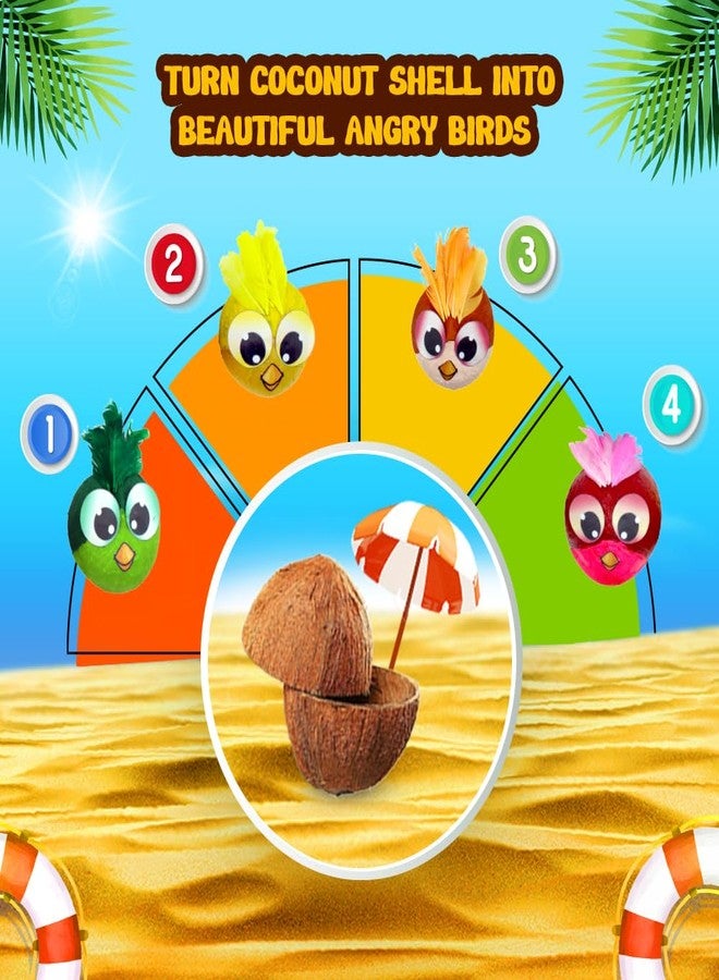 KREEDA- Coconut Shells Art & Craft Kit, CocoAngry Birds DIY Creative Activity, Coconut Shell Painting, Gifts for Girls & Boys Ages 6, 7, 8, 9, 10, 11, 12 - Image 4