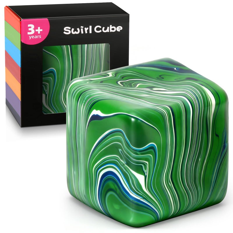 TMHAI Fidget Toys Squishy Stress Cube, Swirl Stress Balls for Kids Adults Squishies Stress Relief, Ice Squishy Cube Sugar Balls, Sensory Toys for Kids with Autism (Blue+Green+Orange) - Image 1