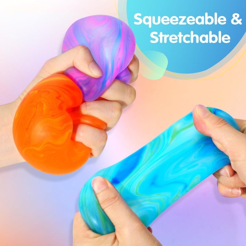 TMHAI Fidget Toys Squishy Stress Cube, Swirl Stress Balls for Kids Adults Squishies Stress Relief, Ice Squishy Cube Sugar Balls, Sensory Toys for Kids with Autism (Blue+Green+Orange) - Image 3