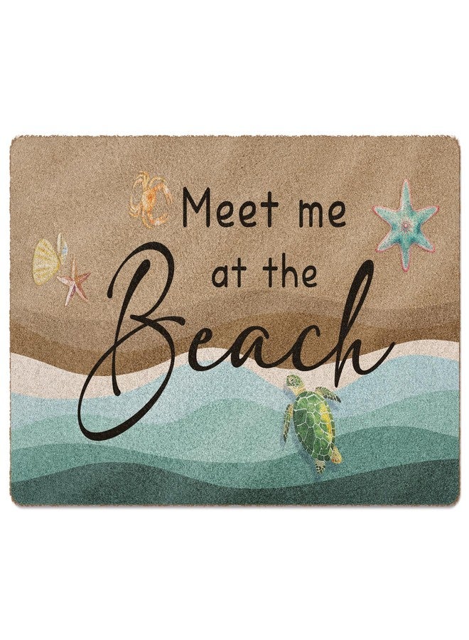 huester Beach Door Mat, Ocean Coastal Beachy Welcome Mat, Coastal Meet Me at The Beach Decorative Home Indoor Outdoor Porch Front Door Entrance Outside Welcome Doormat, 17x30 Inch - Image 1