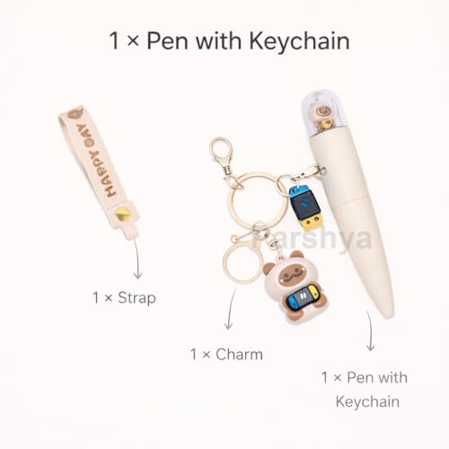 Parshya Cute Cartoon Animal Gel Pen with Keychain | Bear Keychain & Mini Calculator Charm | Smooth Writing Cute Pen Set for Kids Girls Students | Kawaii Stationery Gift for School & Office - Image 2