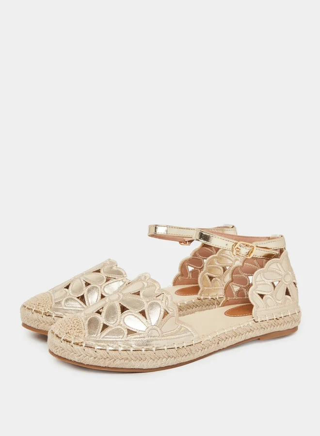 ستايلي Gold Floral Espadrille Sandals
