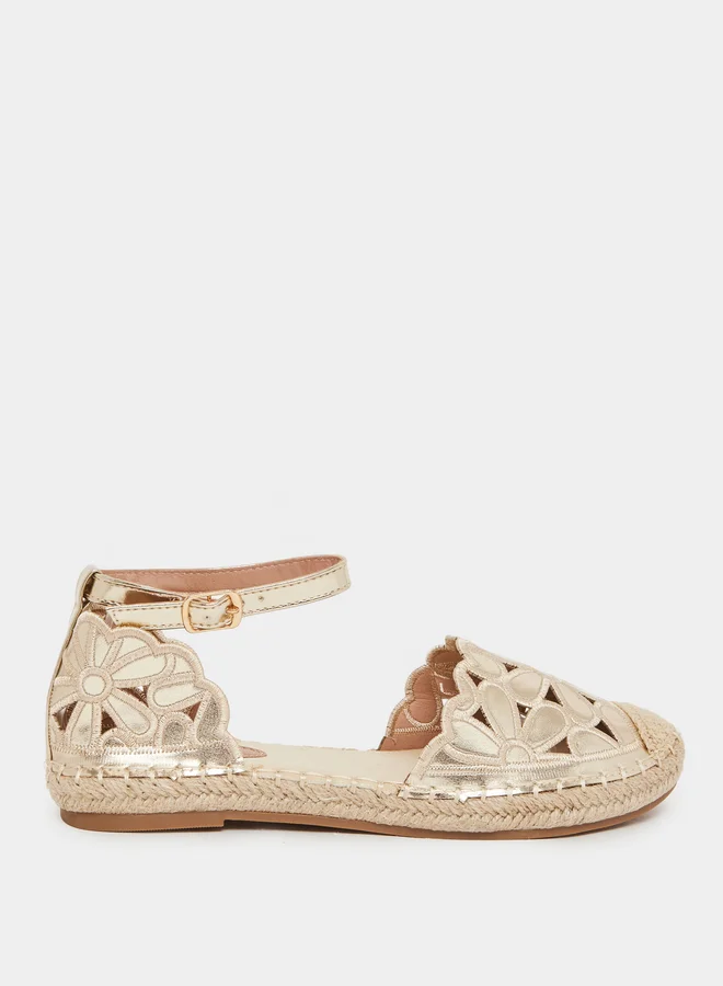 ستايلي Gold Floral Espadrille Sandals