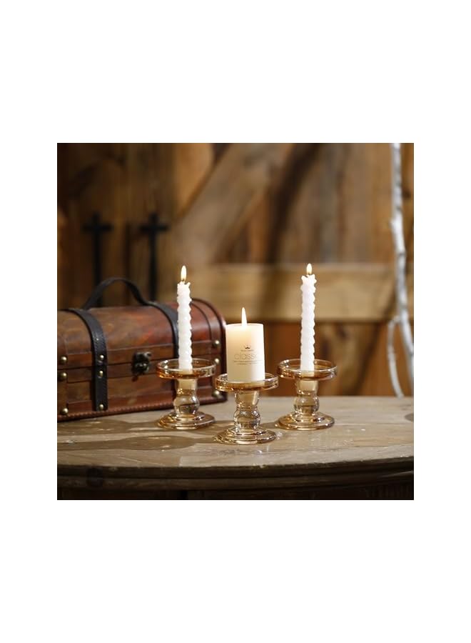 The Bros Diwali Festival Gold Glass Candle Holder for Pillar Candle Holder, Taper Candlestick Holders Set of 3 for Formal Events, Wedding, Church, Holiday DéCor, Table Centerpiece Decoration - Image 4