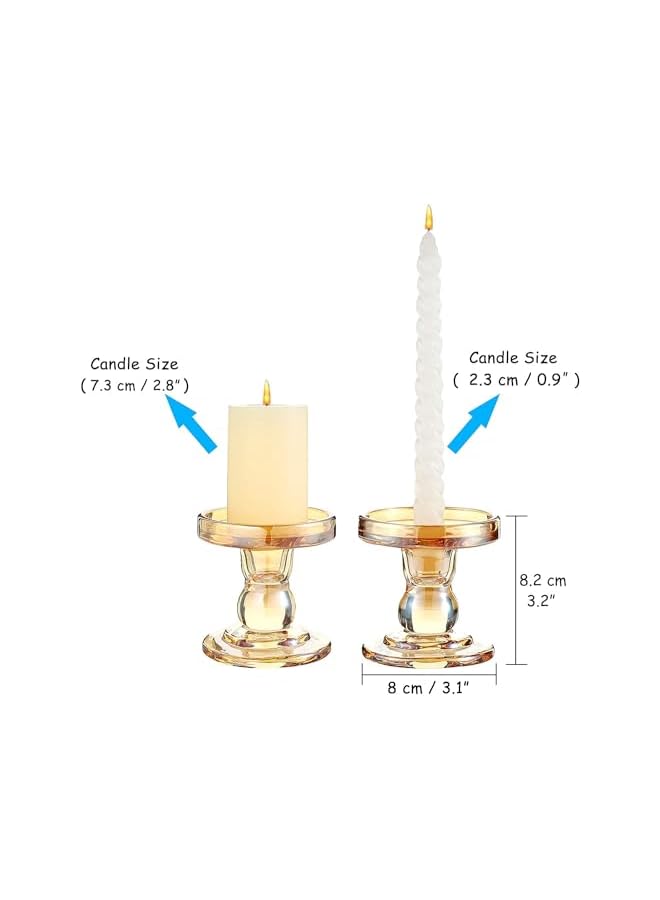 The Bros Diwali Festival Gold Glass Candle Holder for Pillar Candle Holder, Taper Candlestick Holders Set of 3 for Formal Events, Wedding, Church, Holiday DéCor, Table Centerpiece Decoration - Image 5