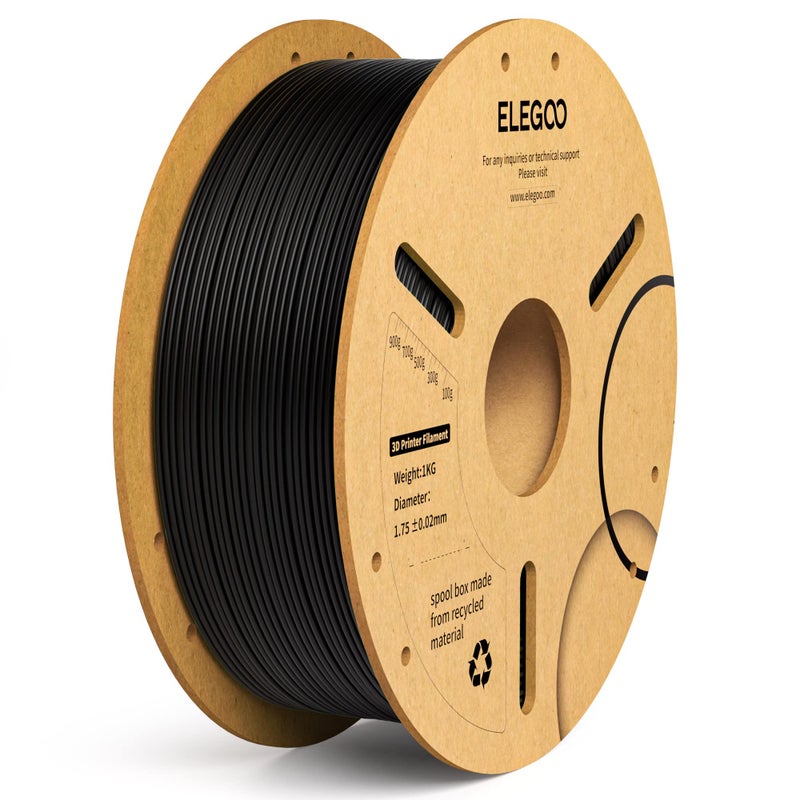 ELEGOO PLA Plus Filament 175mm Black 1KG PLA Tougher and Stronger 3D Printer Filament Pro Dimensional Accuracy 002mm 1kg Spool22lbs Fits for Most FDM 3D Printers - Image 2