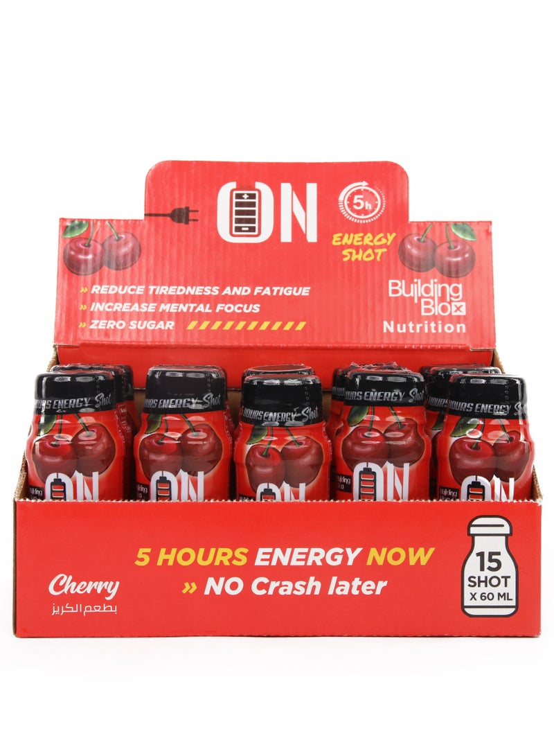 Building Blox ON Energy Shot -  Cherry  (Pack of 15 Servings) - Image 1