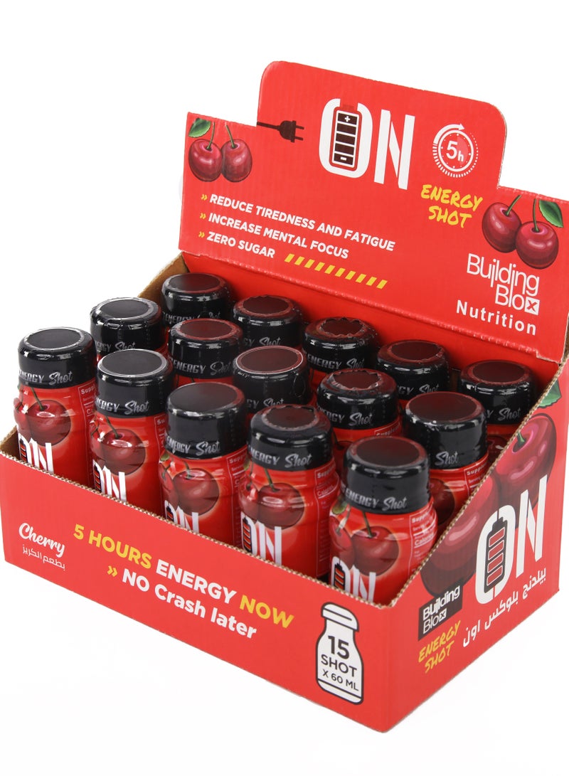 Building Blox ON Energy Shot -  Cherry  (Pack of 15 Servings) - Image 3