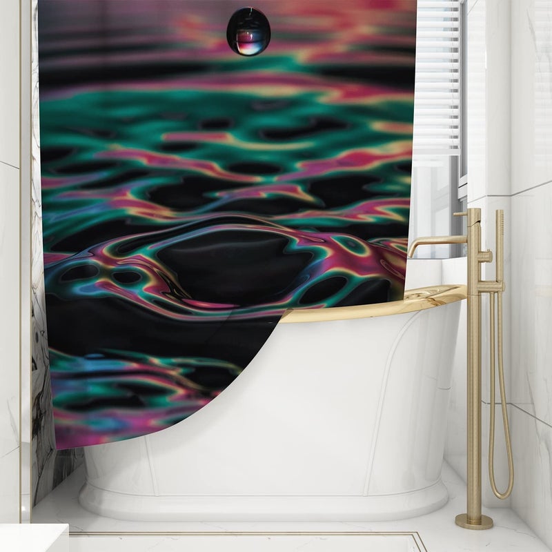 FING ستارة دش الحمام، ستارة حمام مع خطاف، ستارة دش مصممة للحمام، حوض الاستحمام، زينة ستائر حمام زخرفية حديثة (تصميم_32) - Image 1