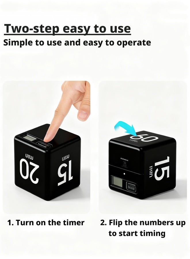 HOOPZOZA Gravity Timer Pomodoro Timer 5/20/30/60 Minutes Productivity Timer Flip Gravity Sensor Cube Timer Portable Desk Timer for ADHD Work Study Kitchen - Image 4