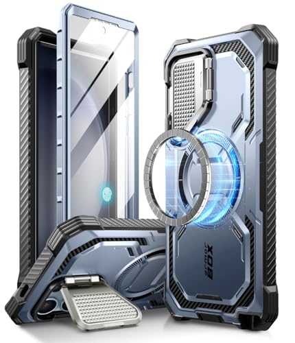 I-blason iBlason Armorbox for Samsung Galaxy S24 Ultra Case MagSafe with Camera Cover Stand Support Wireless Charger 360 FullBody Case with Screen Protector Kickstand Phone Case for S24 Ultra Blue - Image 1