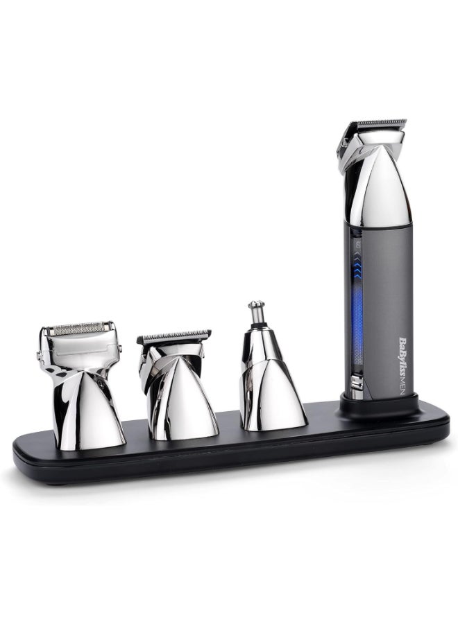 BaByliss Men Super-X Metal Series 15 in 1 Multi Trimmer | 4x Cutting Heads With Unique Mag Fix System | Delivers 5 Hours Of Consistent Cordless Use | 100% Waterproof For Wet & Dry Use | 7200USDE Grey - Image 2