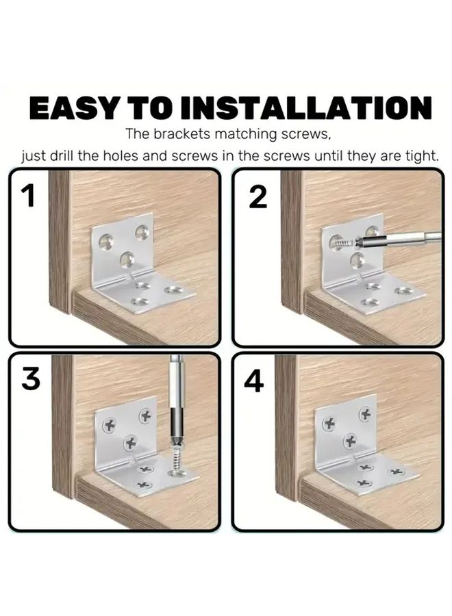 50 Pcs 1 2mm L Shaped Angle Brackets With Screws For Furniture Shelf Support - Image 3