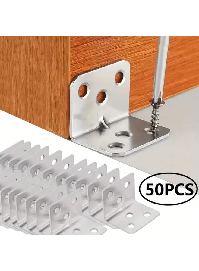 50 Pcs 1 2mm L Shaped Angle Brackets With Screws For Furniture Shelf Support - Image 1
