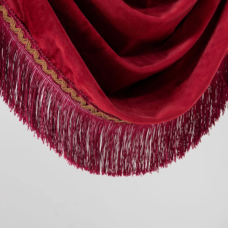 NAPEARL Premium Velvet Valance Curtains for Living Room, Super Soft Waterfall Valance with Tassels for Windows, Burgundy Red Swag for Bedroom, 41-Inch Wide - Image 4