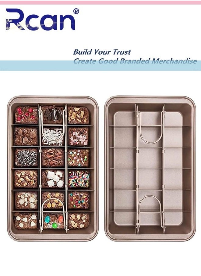 Rcan Brownie Pan with Dividers, Non-Stick Backing Pan, Brownie Pan, Bakeware for Oven Baking, Brownie Trays,Make 18 Pre-cut Brownies at Once  - Image 1