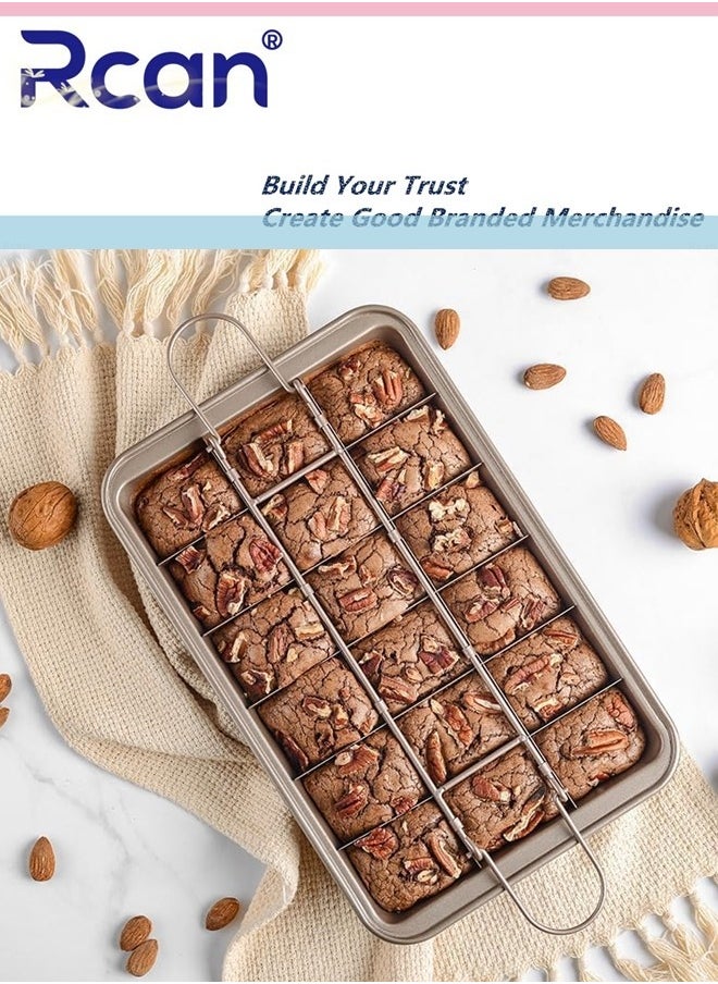 Rcan Brownie Pan with Dividers, Non-Stick Backing Pan, Brownie Pan, Bakeware for Oven Baking, Brownie Trays,Make 18 Pre-cut Brownies at Once  - Image 2