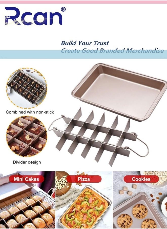Rcan Brownie Pan with Dividers, Non-Stick Backing Pan, Brownie Pan, Bakeware for Oven Baking, Brownie Trays,Make 18 Pre-cut Brownies at Once  - Image 3