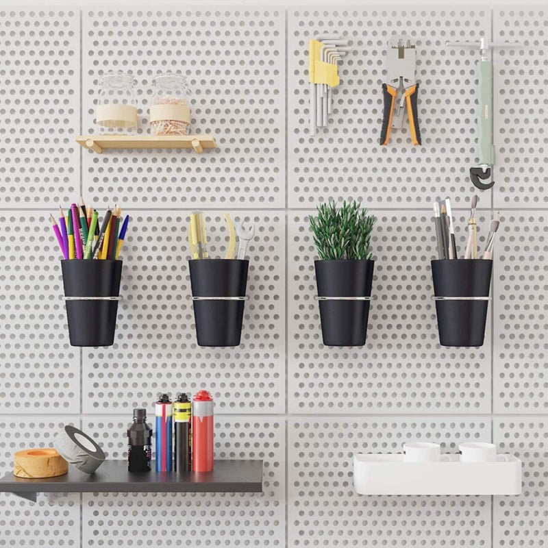Garneck 5pcs Black Pegboard Cup and Hook Set for Workshop Organizer, Sturdy Nail and Screw Storage Accessories, Wall-Mounted Pegboard Tool Holder for Garage and Industrial Use - Image 5