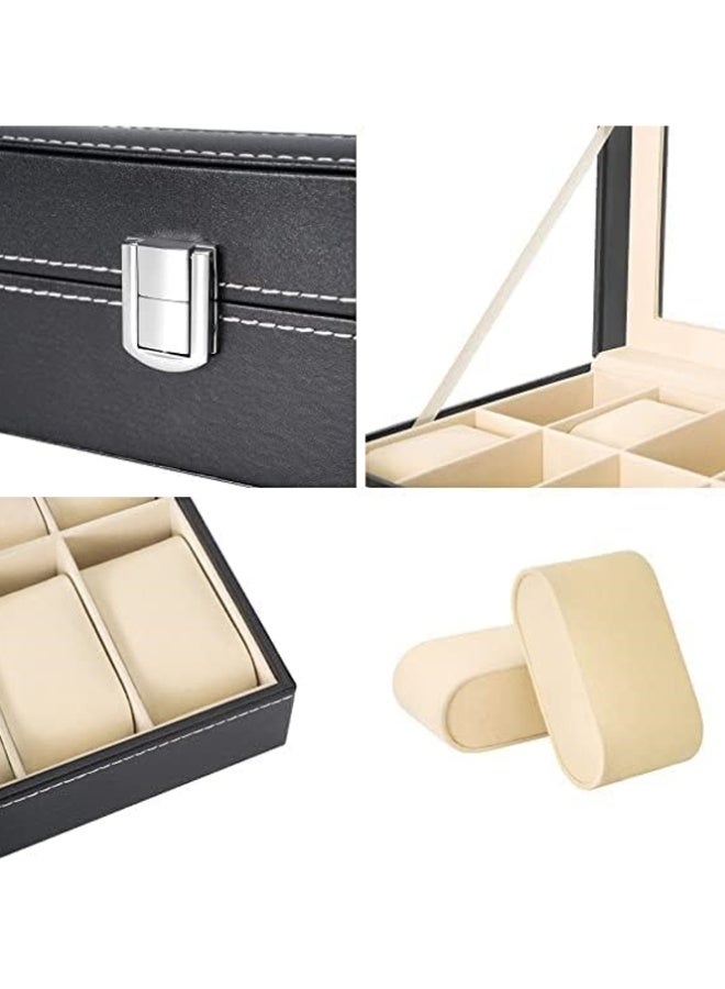 بلومنغ تايم مشاهدة مربع ، 6-خلية ووتش / مجوهرات تخزين مربع ، البصرية غطاء شفاف ، بو الجلود تخزين مربع ، مجوهرات تخزين مربع ، المخملية بطانة - Image 5