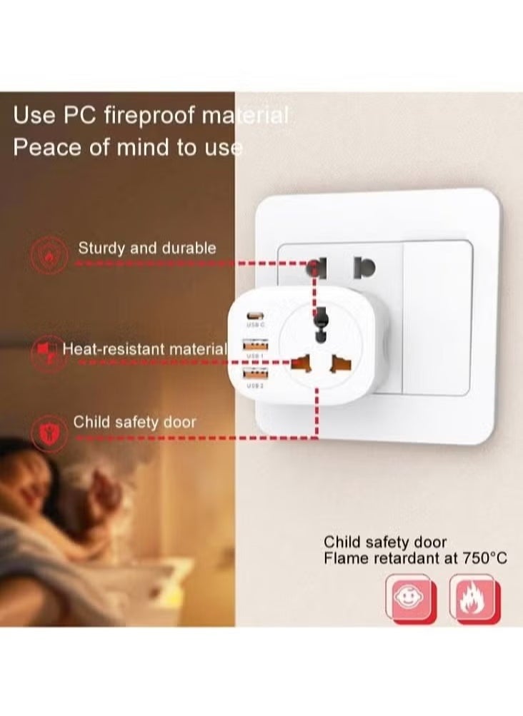 Earldom SC17 4-in-1 Power Socket with USB and Universal Plug – 4000W High-Power Multi-Outlet Extension with Fast Charging USB Ports, Built-in Overload Protection, Perfect for Home, Office, and Travel  - Image 4