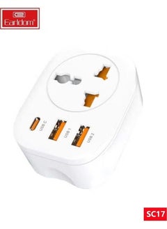 SC17 4-in-1 Power Socket with USB and Universal Plug – 4000W High-Power Multi-Outlet Extension with Fast Charging USB Ports, Built-in Overload Protection, Perfect for Home, Office, and Travel